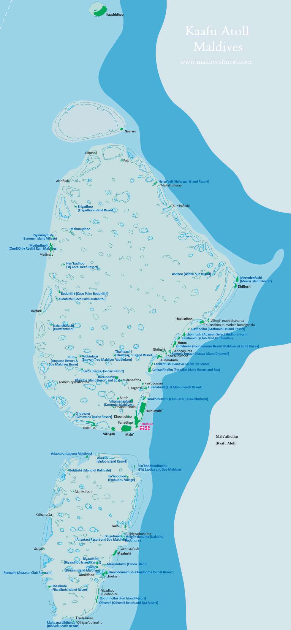 Maldives Map With Resorts, Airports and Local Islands 2023