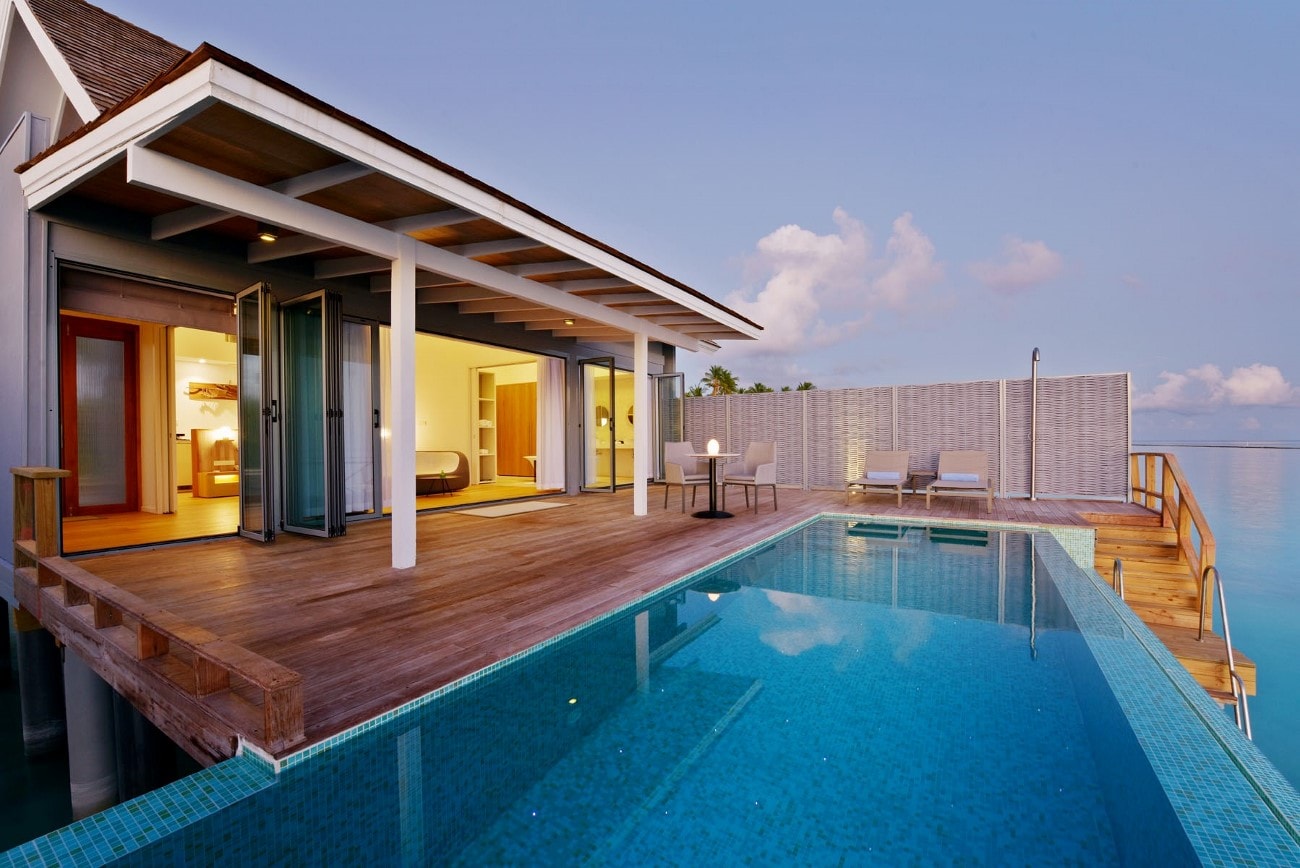 kuramathi water villa with pool