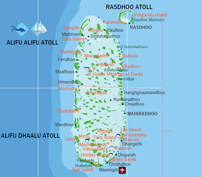 South Ari Atoll Map Ari Atoll For Manta And Whale Sharks